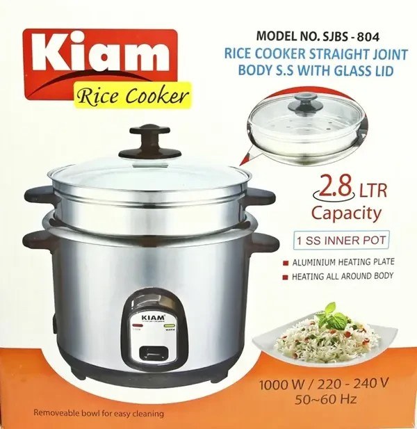 Kiam SJBS-804 2.8 লিটার স্টেইনলেস স্টিল রাইস কুকার